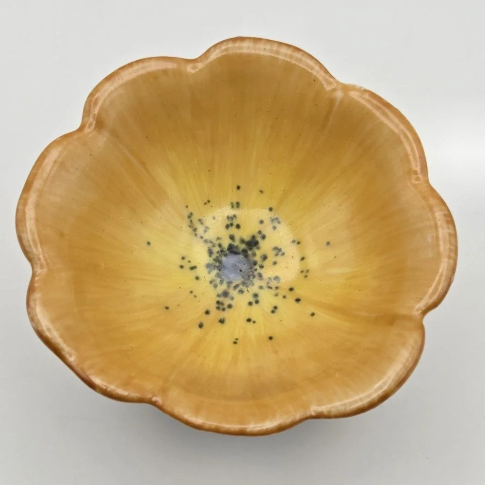 Vintage Westmore Porcelain Yellow Flower Trinket Box With Brass Hinge #375